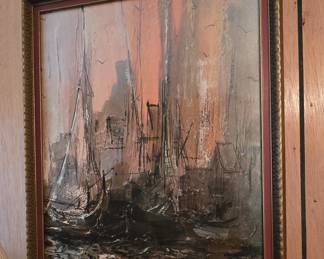 Vintage Ship Painting by Garcia
