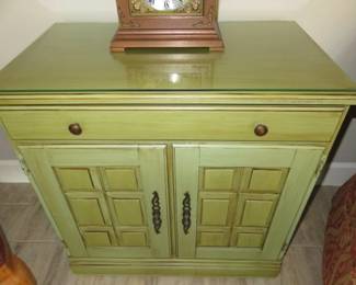 Mid Century Avocado Green Console Cabinet