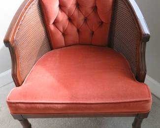 Vintage Upholstered Cane Sided Chair