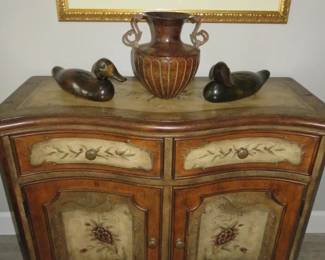 Seven Seas by Hooker Furniture Fruitwood Floral Decorated Chest Storage Cabinet