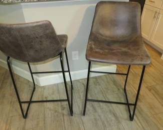 Set of 4 Leather Bar Stools