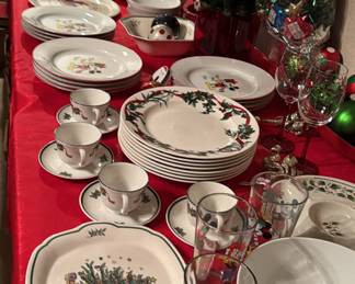 Beautiful Christmas items dishes glassware etc.