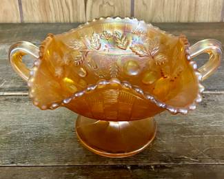 Marigold Carnival Glass Compote