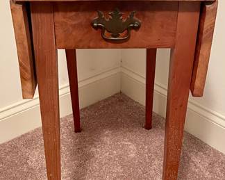 Handmade Shaker Style Drop Leaf Side Table w/Drawer