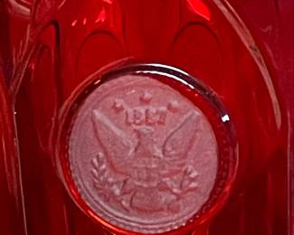 Fostoria Ruby Red Coin Glass Pitcher