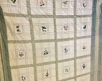 Antique 20-Panel 
 Cross Stitch/Needlepoint Quilt 