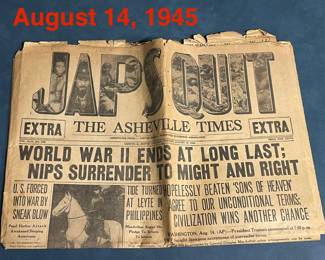 August 14, 1945  -  The Asheville Times -  WWII Ends