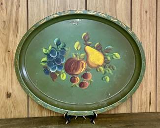 Large Antique Oval Tole Tray