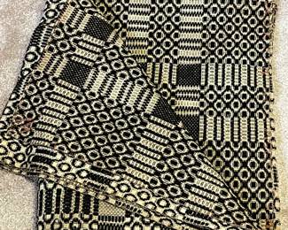 Antique Overshot Black/Cream Coverlet(ca. Late 1800’s)