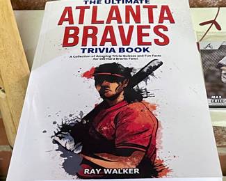 ATLANTA BRAVES COLLECTIBLES LOT: Trivia Book, Sealed Player Cards, Souvenir Ice Cream Hat/Cup, Bear