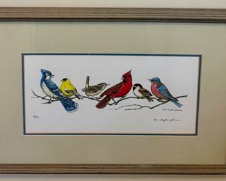 FRAMED, SIGNED, NUMBERED - 41/50  BIRDS PRINT by ANN HUGHES JOHNSON