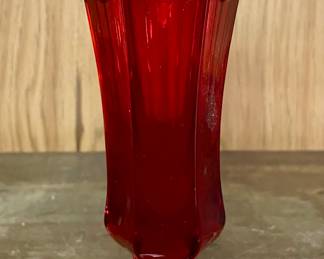 Fostoria Ruby Red Coin Glass Bud Vase