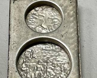 Antique Dutch Scene Wristlet Compact - (Not Sterling)