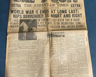 August 14, 1945  -  The Asheville Times -  WWII Ends