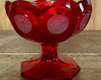 Fostoria Ruby Red Coin Glass Small Compote Candy Dish