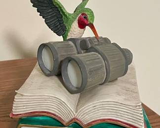 HUMMING BIRD, BINOCULARS and BOOKS FIGURINE DECOR