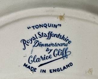 ANTIQUE BLUE/WHITE "TONQUIN" BONE DISH by CLARICE CLIFF