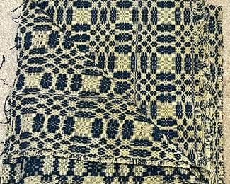 Antique Overshot Quilting Fabric Navy/White (ca. Late 1800’s)