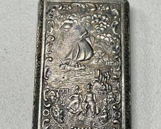 Antique Dutch Scene Wristlet Compact - (Not Sterling)