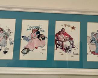 FRAMED 4-PANEL NORMAN ROCKWELL SCENES