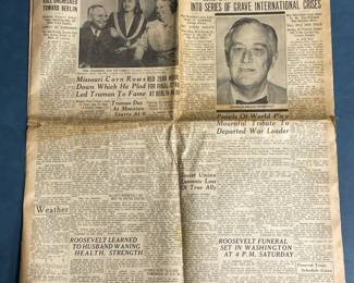 April 13, 1945  -  The Asheville Times -  Roosevelt Dies, Truman President 