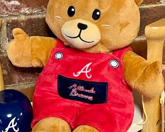 ATLANTA BRAVES COLLECTIBLES LOT: Trivia Book, Sealed Player Cards, Souvenir Ice Cream Hat/Cup, Bear