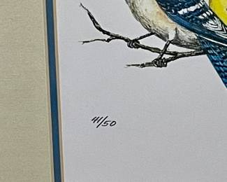 FRAMED, SIGNED, NUMBERED - 41/50  BIRDS PRINT by ANN HUGHES JOHNSON