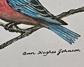 FRAMED, SIGNED, NUMBERED - 41/50  BIRDS PRINT by ANN HUGHES JOHNSON