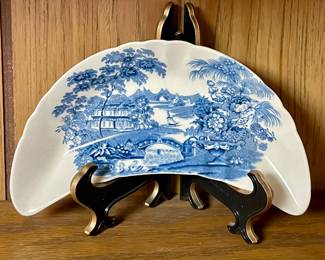ANTIQUE BLUE/WHITE "TONQUIN" BONE DISH by CLARICE CLIFF