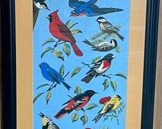 FRAMED BIRDS FABRIC PRINT