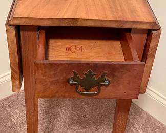 Handmade Shaker Style Drop Leaf Side Table w/Drawer