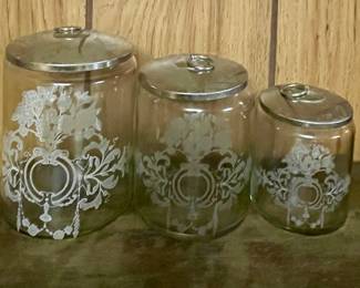 Vintage/Antique Frosted/Etched Canister Set