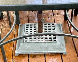 PATIO TABLE, 4-CHAIRS, UMBRELLA AND STAND