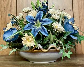 VINTAGE AUSTRIAN WIEN KERAMOS CENTERPIECE BOWL W/FLORAL