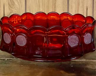 Fostoria Ruby Red Coin Glass Centerpiece Bowl