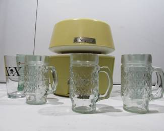 Vintage Canister set with glassware