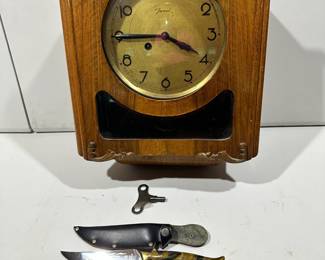 Vintage Janis Clock & Knife from Crete