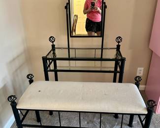 Metal Makeup Table & Bench