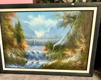 Waterfall Oil on Canvas Not Signed
