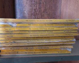 12 National Geographic issues: January 1935, February 1935, March 1935, May 1935, June 1935, August 1935, April 1936, August 1936, December 1936, August 1939, June 1941, June 1943