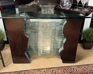 waterfall glass console table  - stunning