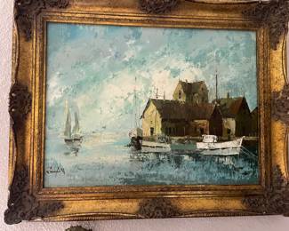 Vintage Oil on Canvas Maritime Painting