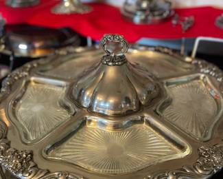 Large Silver Plate on Copper Lazy Susan
