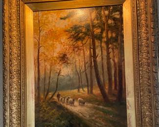 Framed Original on Canvas 19th Century European Painting