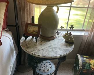 Cast Iron Base and Marble top side table