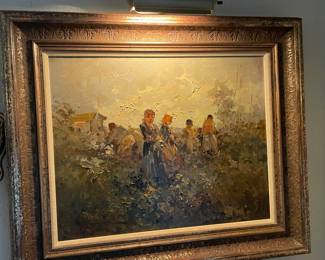 Original Oil on Canvas by Artist Antonio Pecoraro, a Spanish-born American artist, graced the post-war art world with his distinctive touch. Born in 1938, Pecoraro pursued his passion at the esteemed Neapolitan Institute of Arts, evolving his signature style that revolved around impressionistic portrayals of urban landscapes and sophisticated women
