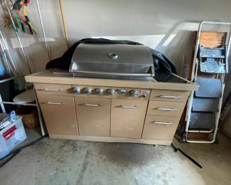 Premium Outdoor Grill island on wheels. Sink, and storage