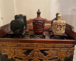 Antique Rare , intricate carvings snuff bottles