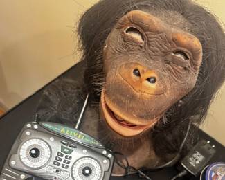 WowWee Alive Chimpanzee animatronic robot head with its remote control