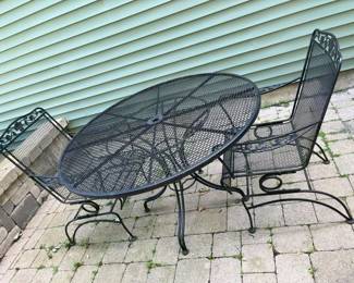 6280 Vintage Salterini Metal Mesh Patio Table min